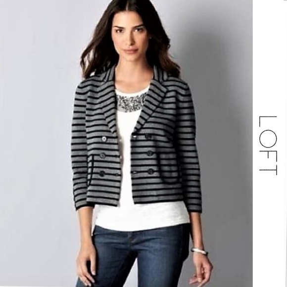 LOFT Jackets & Blazers - ⬇35 LOFT Striped Double Breasted Blazer Large NWOT